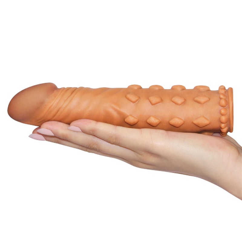 Nakładka na penisa Pleasure X Tender 18 cm Brązowa - 2