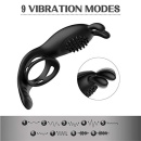 Pierścień wibracyjny na prącie RabbitVibration - elastyczny, uniwersalny rozmiar, z uszkiem króliczym, 9 trybami wibracji i pilo - 7