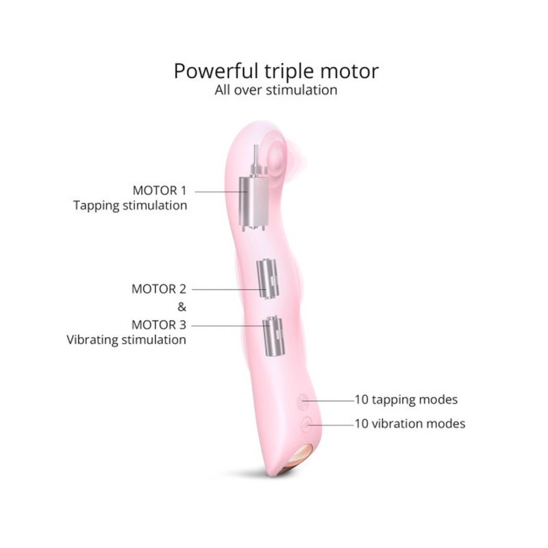 Wibrator punktu G SWAP Baby Pink - 3 silniki, 10 trybów stukania i 10 wibracji, długość wkładana 15 cm - 3