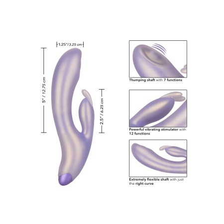 Wibrator G-Bunny Purple - podwójna stymulacja z funkcją thumpingu, silikon, 19 cm - 7