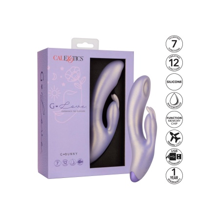 Wibrator G-Bunny Purple - podwójna stymulacja z funkcją thumpingu, silikon, 19 cm - 9