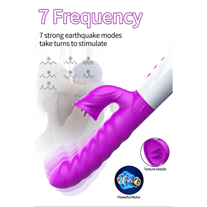 Wibrator-Silicon, Vibrator 7 Function and Heating Mode, PURPLE - 8
