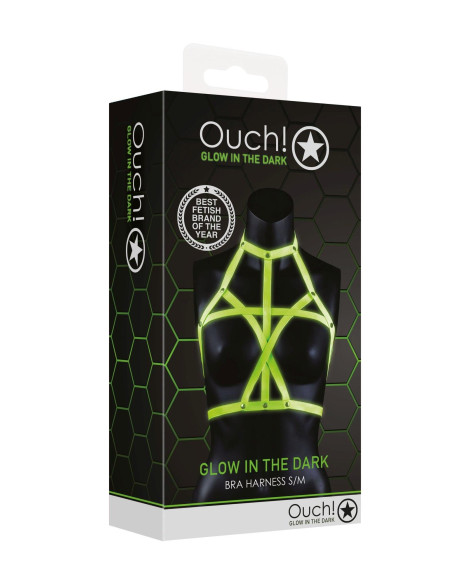 Bra Harness - Glow in the Dark - Neon Green/Black - S/M