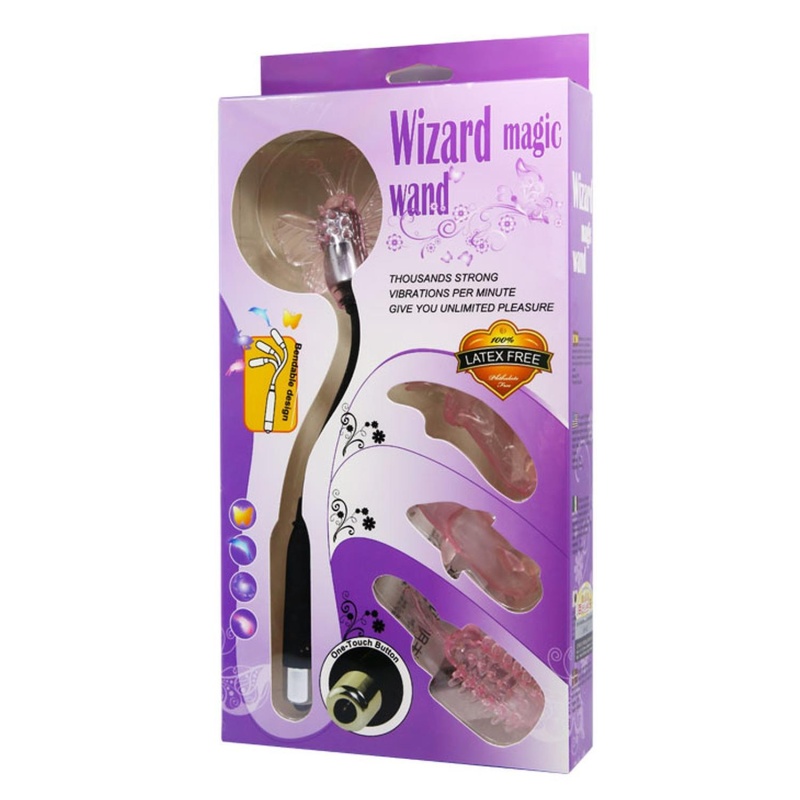 Wibrator Wizard Magic Wand z wymiennymi nasadkami, 25 cm - 7