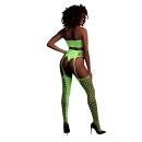 Two Piece with Crop Top and Stockings - Green - 2