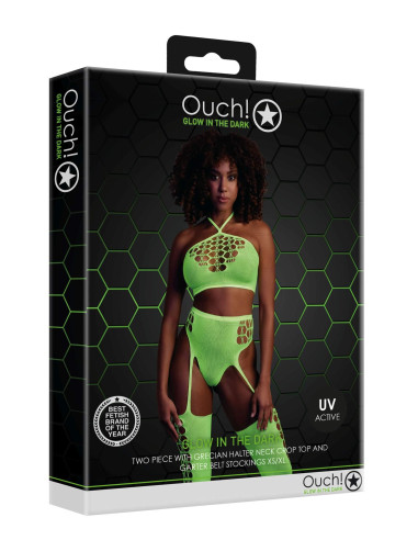 Two Piece with Crop Top and Stockings - Green - XS/XL