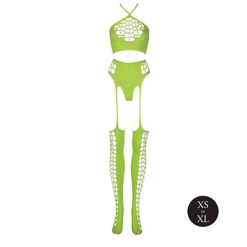 Two Piece with Crop Top and Stockings - Green - 6