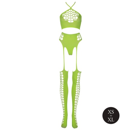 Two Piece with Crop Top and Stockings - Green - 6