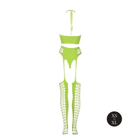 Two Piece with Crop Top and Stockings - Green - 7