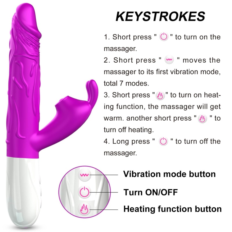 Wibrator-Silicone, Vibrator USB, 7 vibration modes, Heating - 7