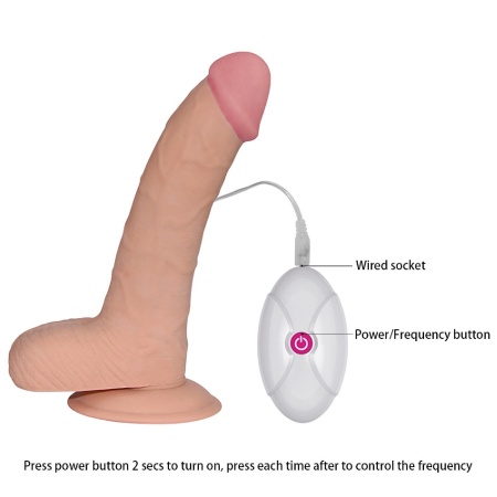 Dildo wibracyjne The Ultra Soft Dude 22 cm – TPE, 10 trybów - 10
