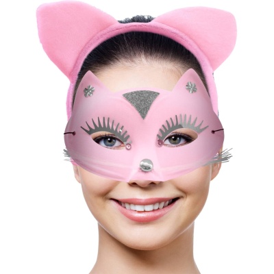 Maska erotyczna Kitty Set Pink uniwersalna różowa - 1