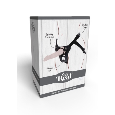 Uprząż strap-on Pleasure Harness Black z regulowanymi paskami i 3 pierścieniami, 50 cm - 1 2