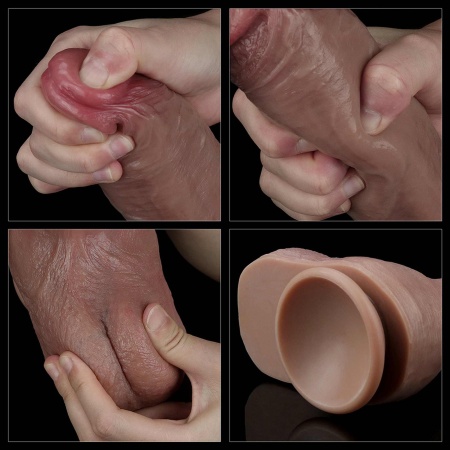 LoveToy Dwuwarstwowy silikonowy dildo 26,7 cm z realistycznym wyprofilowaniem i podstawką ssącą - 19