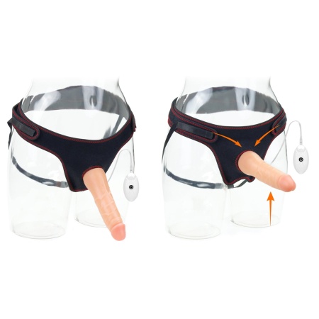 Wibrujący zestaw strapon Easy 7,5'' (19 cm) – czarny z czerwonymi wstawkami - 7