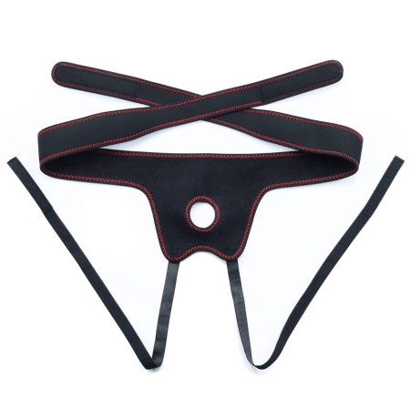 Wibrujący zestaw strapon Easy 7,5'' (19 cm) – czarny z czerwonymi wstawkami - 8