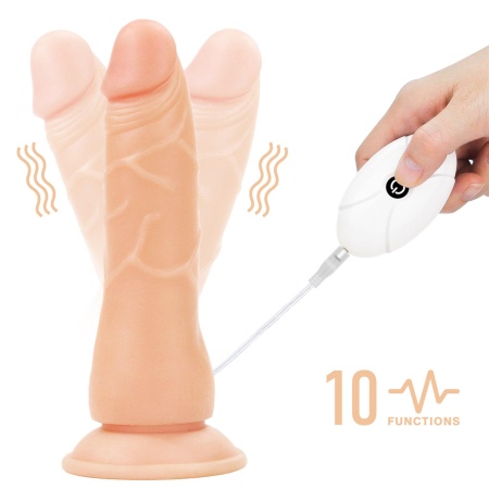 Wibrujący zestaw strapon Easy 7,5'' (19 cm) – czarny z czerwonymi wstawkami - 13