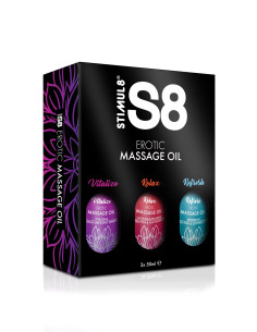 S8 Massage Oil Box 3x 50ml Multi flavour