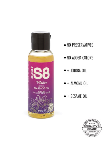 S8 Massage Oil Box 3x 50ml Multi flavour