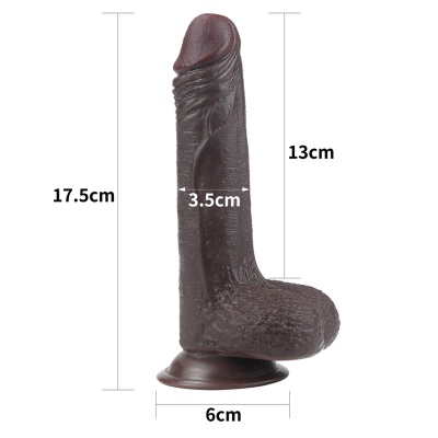 Dildo Sliding Skin Dual Layer 18 cm - Czarny - 1 2