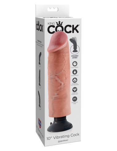 Vibrating Cock 10 Inch Light skin tone
