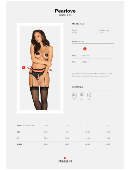 Pearlove pas do pończoch czarny XS/S