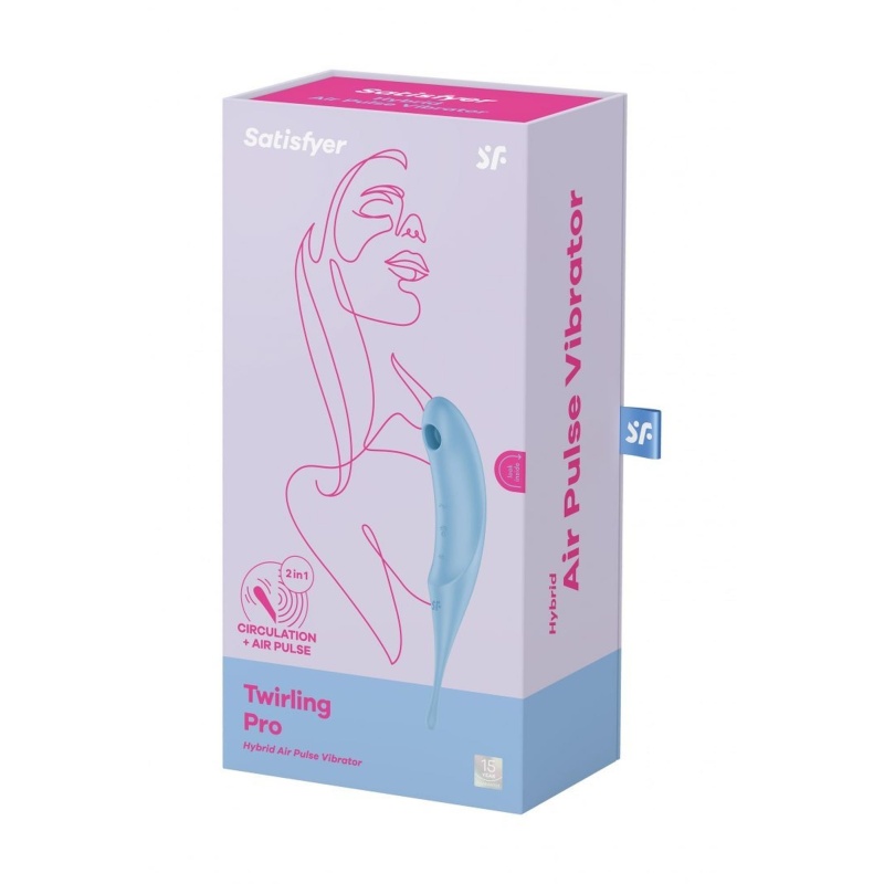 Wibrator stymulujący Satisfyer Twirling Pro Blue z falami ciśnienia Air-Pulse, 2 silnikami i cyrkulującymi wibracjami, IPX7 - 1