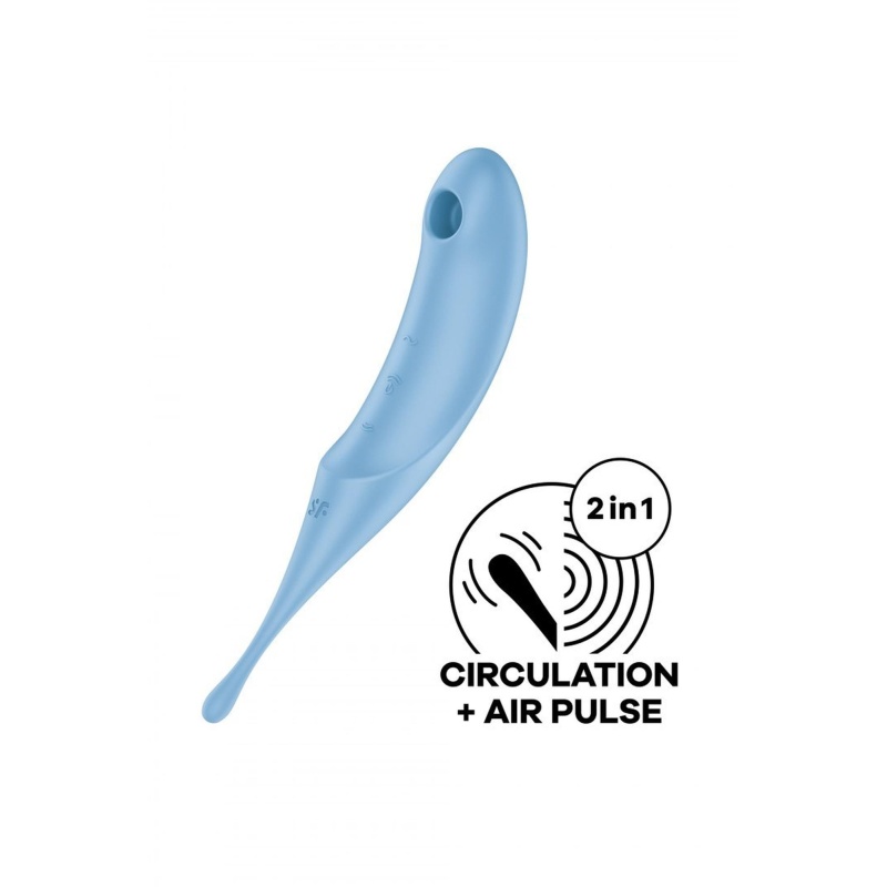 Wibrator stymulujący Satisfyer Twirling Pro Blue z falami ciśnienia Air-Pulse, 2 silnikami i cyrkulującymi wibracjami, IPX7 - 2