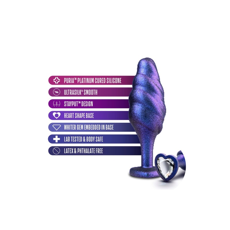 Korek analny Matrix Bumped Bling Plug Sapphire - stożkowa główka, żebrowanie, StayPut™, 11,4 cm - 4
