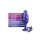Korek analny Matrix Bumped Bling Plug Sapphire - stożkowa główka, żebrowanie, StayPut™, 11,4 cm - 4
