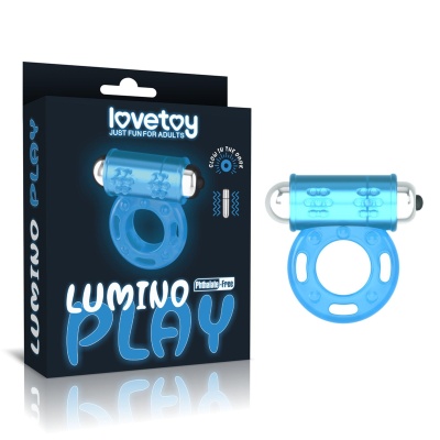 Pierścień na penisa z wibracją Lumino Play 3,81 x 1,91 cm Niebieski świecący - 1
