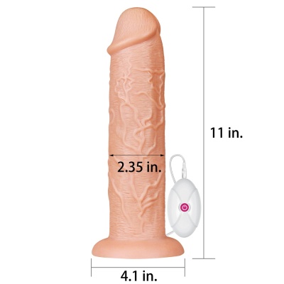 Realistyczny wibrator 11'' Long Vibrating Dildo 27,9 x 6 cm, różowy - 1 2