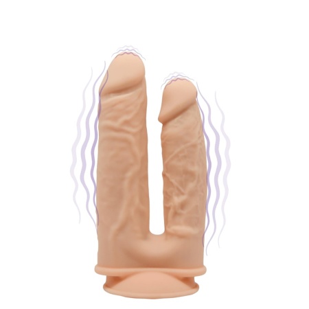 Wibrator do podwójnej penetracji Model 1 Flesh - 2 niezależne silniki, silikon platynowy, 19,5 i 17,5 cm - 2