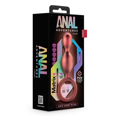 Korek analny Matrix Duo Loop Plug Copper - dwie progresywne kulki z pętlą, długość całkowita 13,3 cm, długość wprowadzalna 8,2 c - 1
