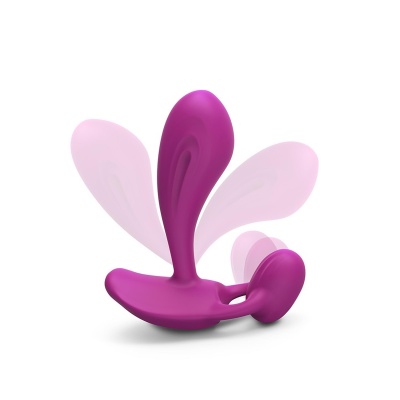 Wibrator podwójnej stymulacji Witty Sweet Orchid - elastyczna szyjka 360°, sterowanie pilotem, długość wkładki 8 cm, Ø3 cm - 1 2