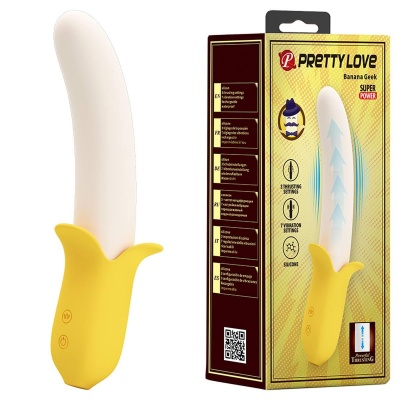 Wibrator Banana Geek z funkcją pchnięć i wibracji, 19,6 cm - 1