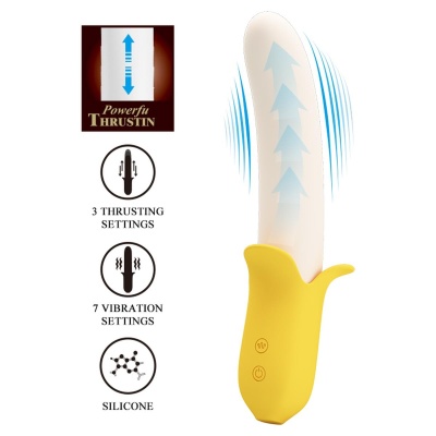 Wibrator Banana Geek z funkcją pchnięć i wibracji, 19,6 cm - 1 2