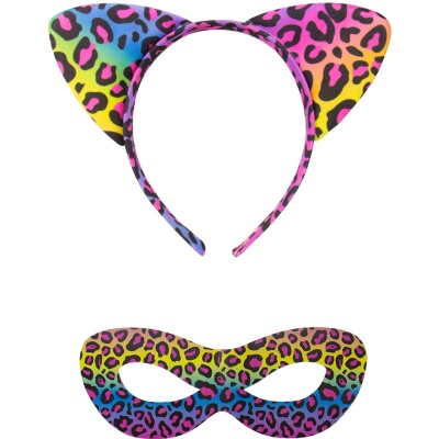 Maska na oczy i opaska Rainbow Panter Set – tęczowa panterka - 1