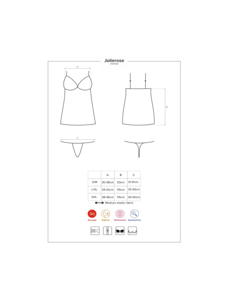 Jolierose koszulka i stringi czerwona XXL