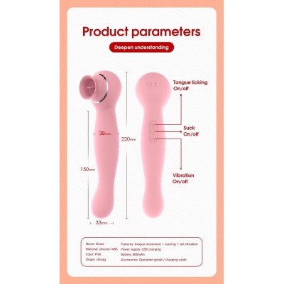 Wibrator Lauren z funkcją wibracji i ssania, 10 cm - 1 2