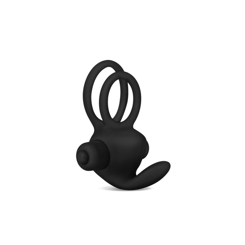 Wibracyjny pierścień na penisa Power Clit Duo silikonowy czarny 7.5 cm - 2