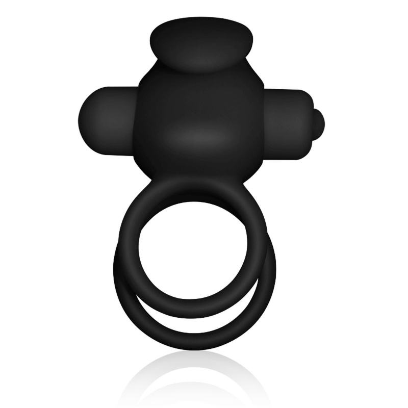 Wibracyjny pierścień na penisa Power Clit Duo silikonowy czarny 7.5 cm - 7