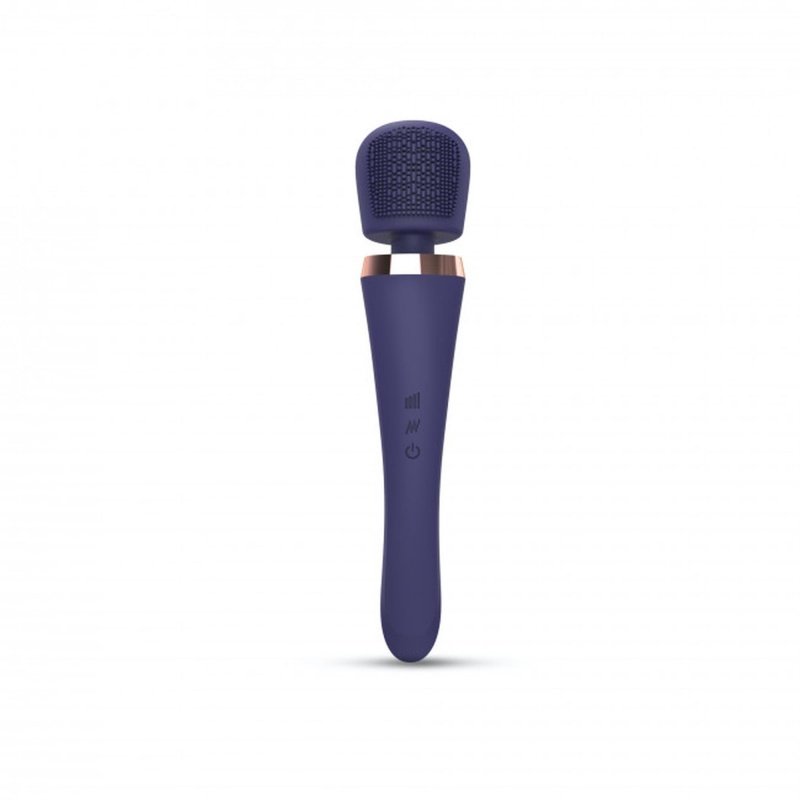 Stymulator różdżkowy BRUSH CRUSH MIDNIGHT INDIGO - teksturowana głowica, 20 trybów wibracji, 8 intensywności, długość 25,4 cm - 1