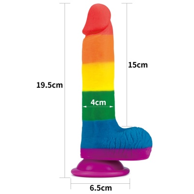 Dildo Prider 19,5 cm w kolorach tęczy z przyssawką - 1 2