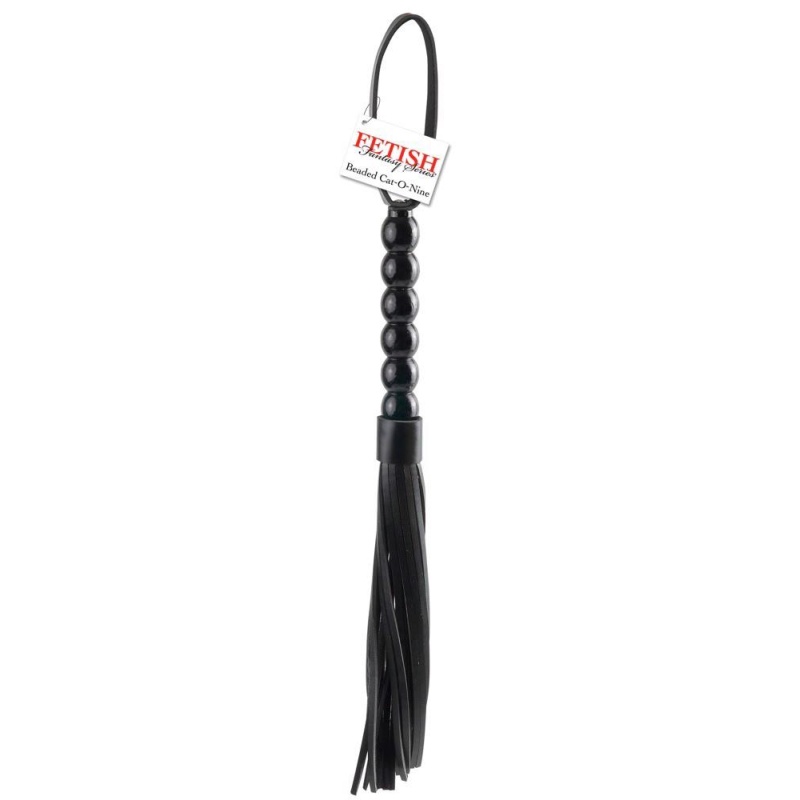 Bicz Cat-o-Nine Tails FFS z 9 miękkimi pasmami poliuretanu i koralikową rączką 22 cm - 1