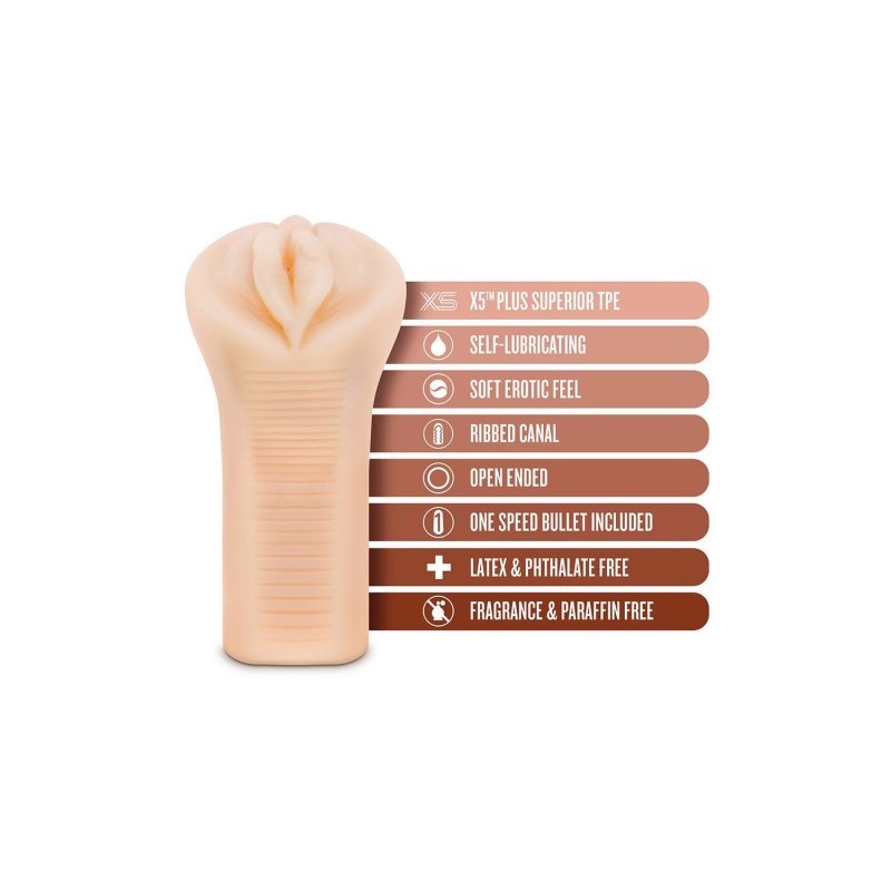 Masturbator M Elite Soft and Wet Veronika Beige - samosmarujący żebrowany kanał, długość 16,5 cm - 4