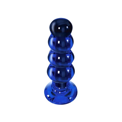 Szklany korek analny Radiant Blue 18 cm z wibracją - 1