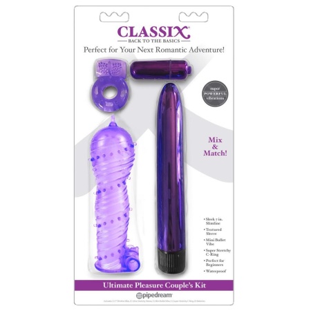 Zestaw erotyczny dla par Ultimate Pleasure Couples Kit 4 w 1 – wibrator 17,8 cm, rękaw 14 cm, wibrobullet 5,7 cm, pierścień erek - 1