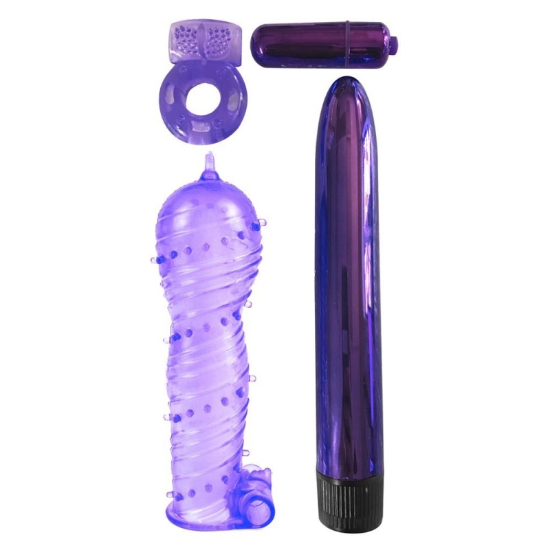 Zestaw erotyczny dla par Ultimate Pleasure Couples Kit 4 w 1 – wibrator 17,8 cm, rękaw 14 cm, wibrobullet 5,7 cm, pierścień erek - 2