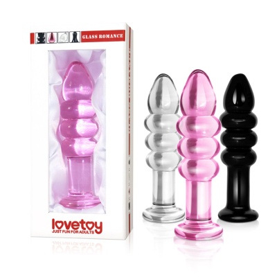 Szklany korek analny Glass Romance Pink 14 cm 3.3 cm - 1
